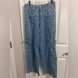 BDG Urban Outfitters Y2K Cargo Jeans in Light Blue, Size S